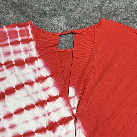 For The Republic Open Wrap Back Top Women’s XL Red Tie Dye Dolman Sleeve - Picture 13 of 16